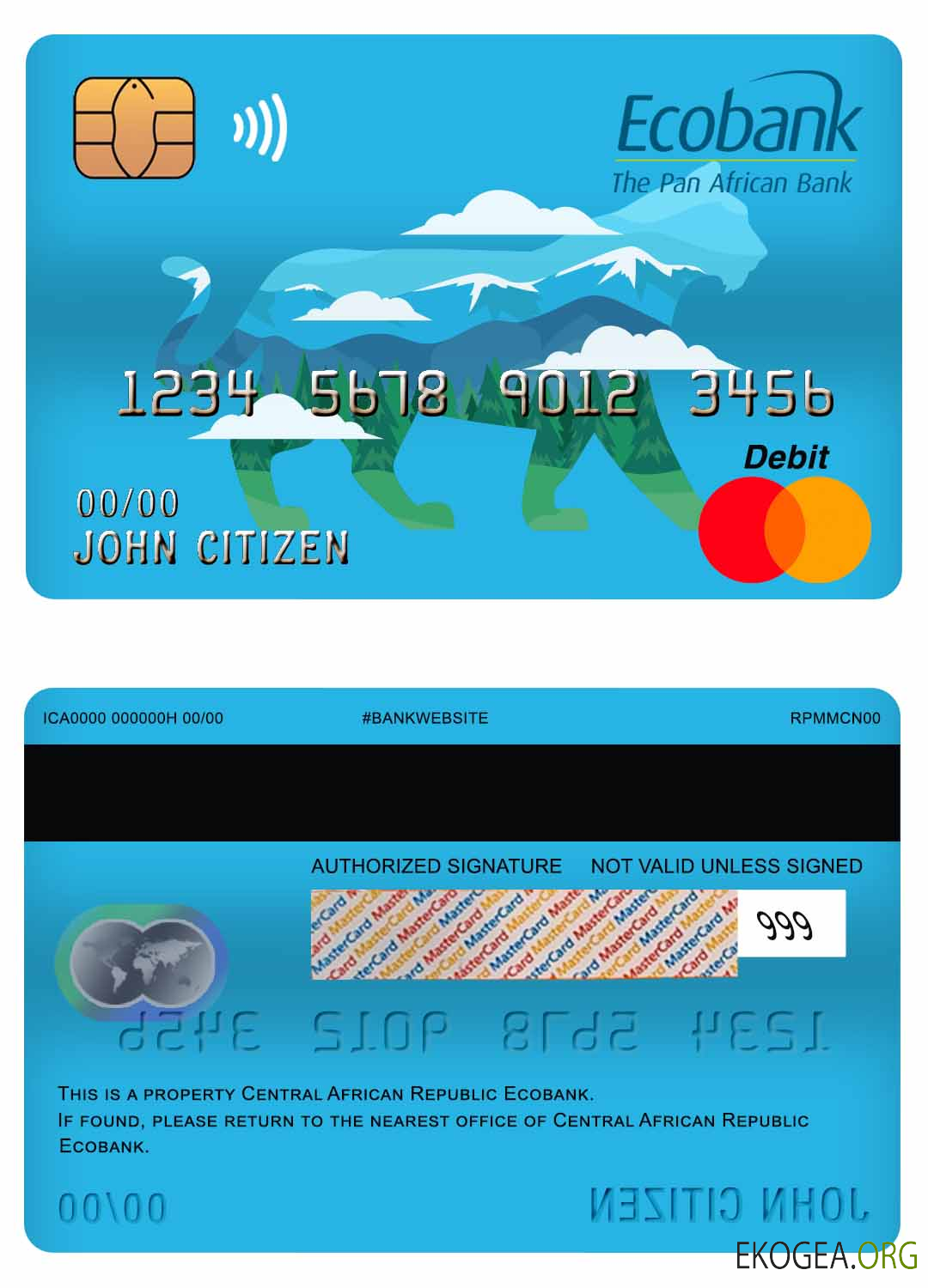 Carte de débit principale Ecobank République Centrafricaine